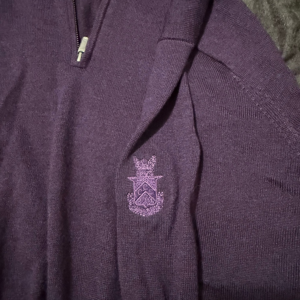 Peter Millar Purple Zip-Up Sweater Merino Quarter Zip